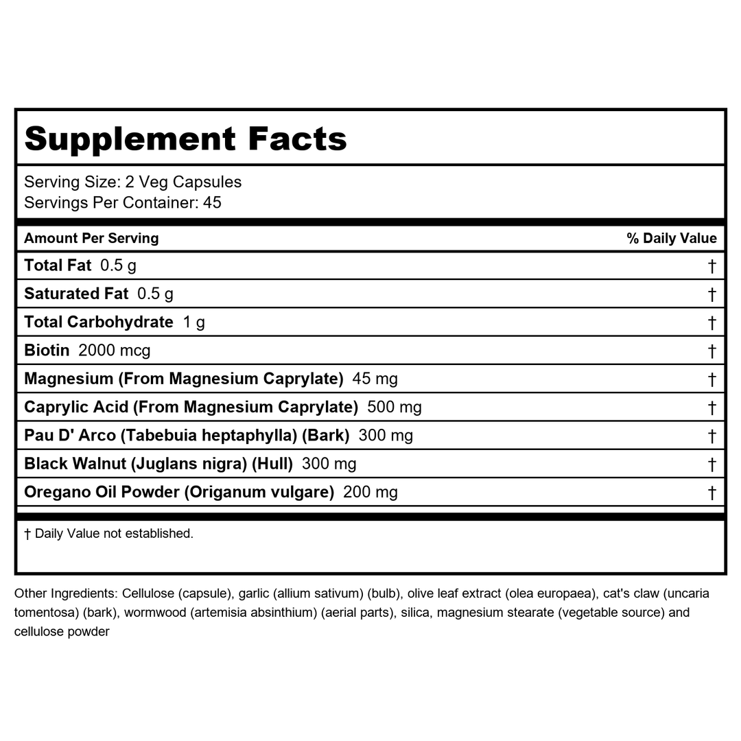 Now Foods Candida Support 90 Vcaps - 3308 - Supplement Facts panel