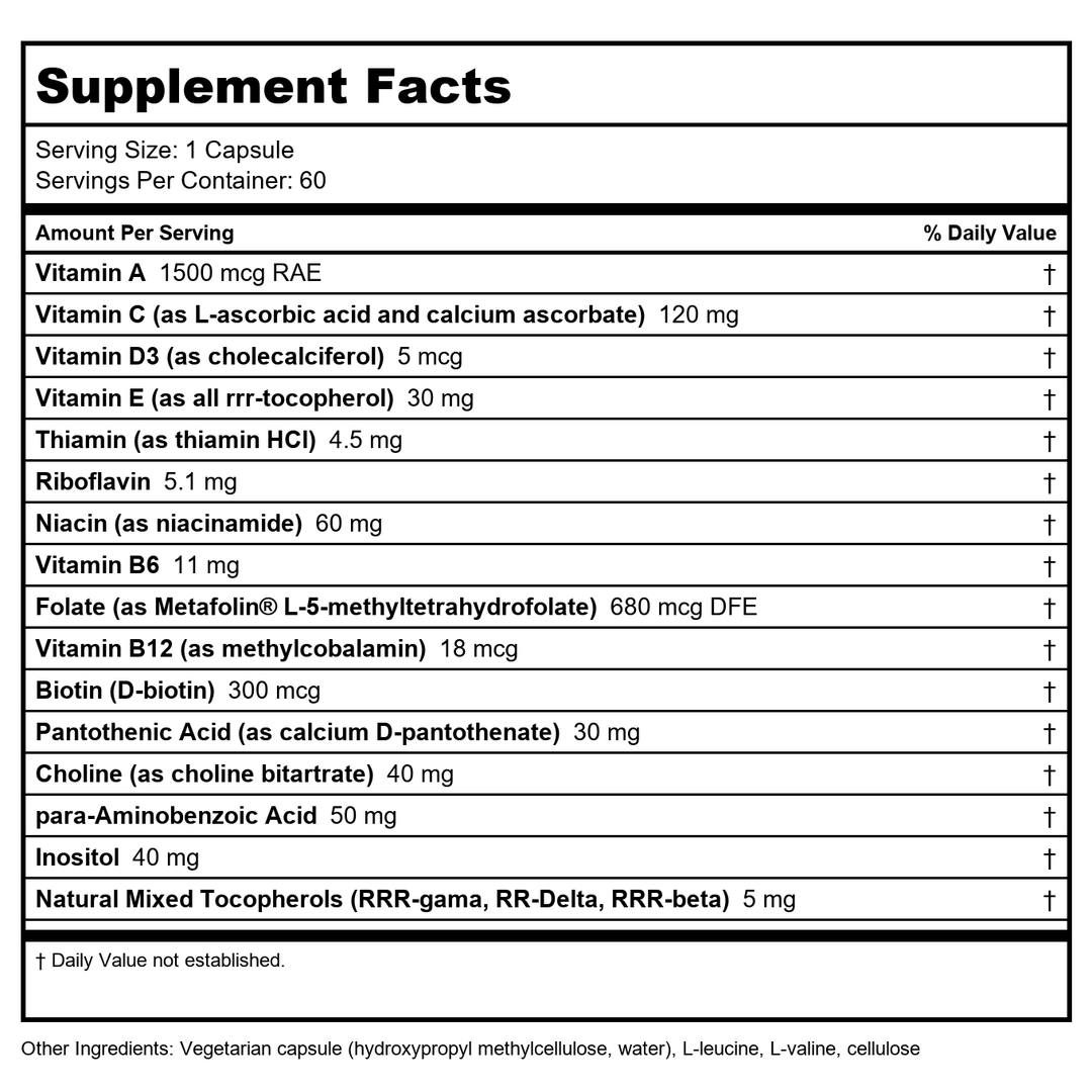 Klaire Labs Multi-Element Buffered C 250 Vcaps - - Supplement Facts panel