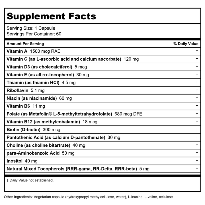 Klaire Labs Multi-Element Buffered C 250 Vcaps - - Supplement Facts panel