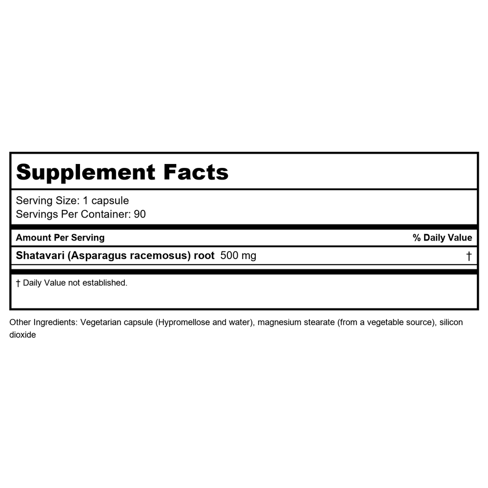 Ayush Herbs Sitawari 90 Vcaps - Supplement Facts panel
