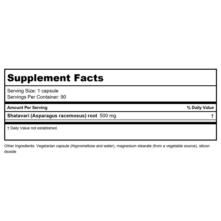 Ayush Herbs Sitawari 90 Vcaps - Supplement Facts panel