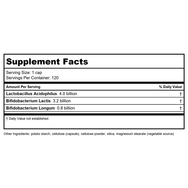 Now Foods 8 Billion Acidophilus &amp; Bifidus 120 Vcaps - 2932 - Supplement Facts panel