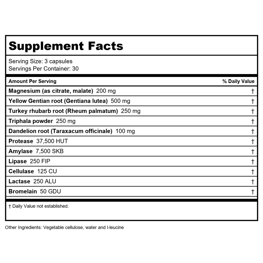 Vitanica Colon Motility Blend 90 Vcaps - Supplement Facts panel
