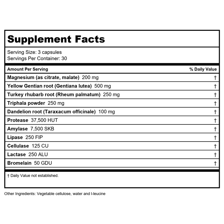 Vitanica Colon Motility Blend 90 Vcaps - Supplement Facts panel