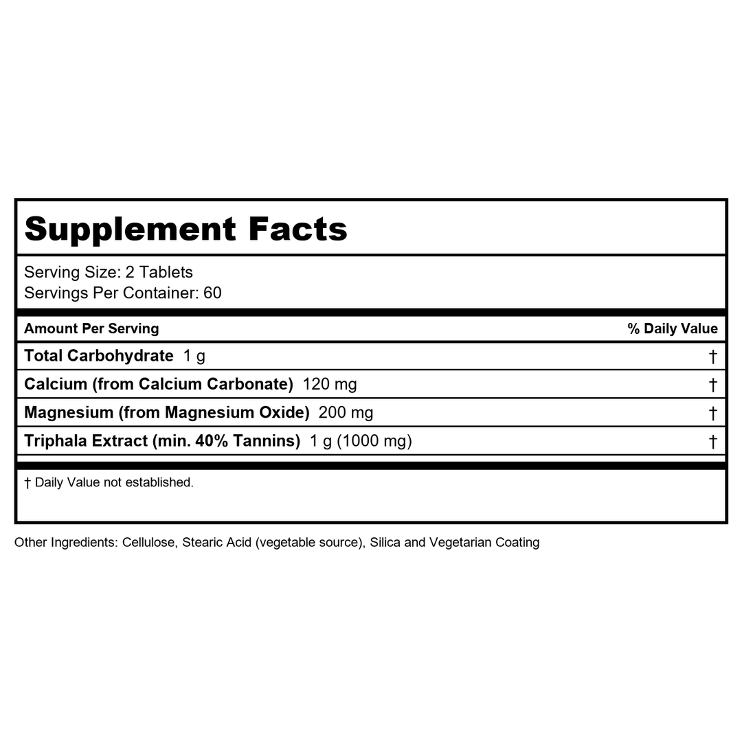Now Foods Triphala 500 mg 120 Tablets - 4764 - Supplement Facts panel