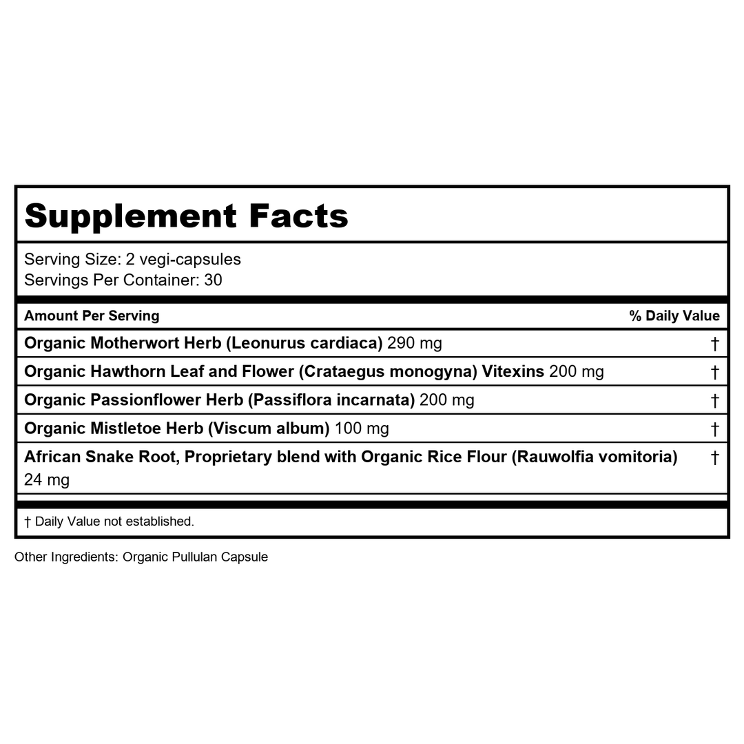 Restorative Formulations HTN 180 Px Original 60 Vcaps - - Supplement Facts panel