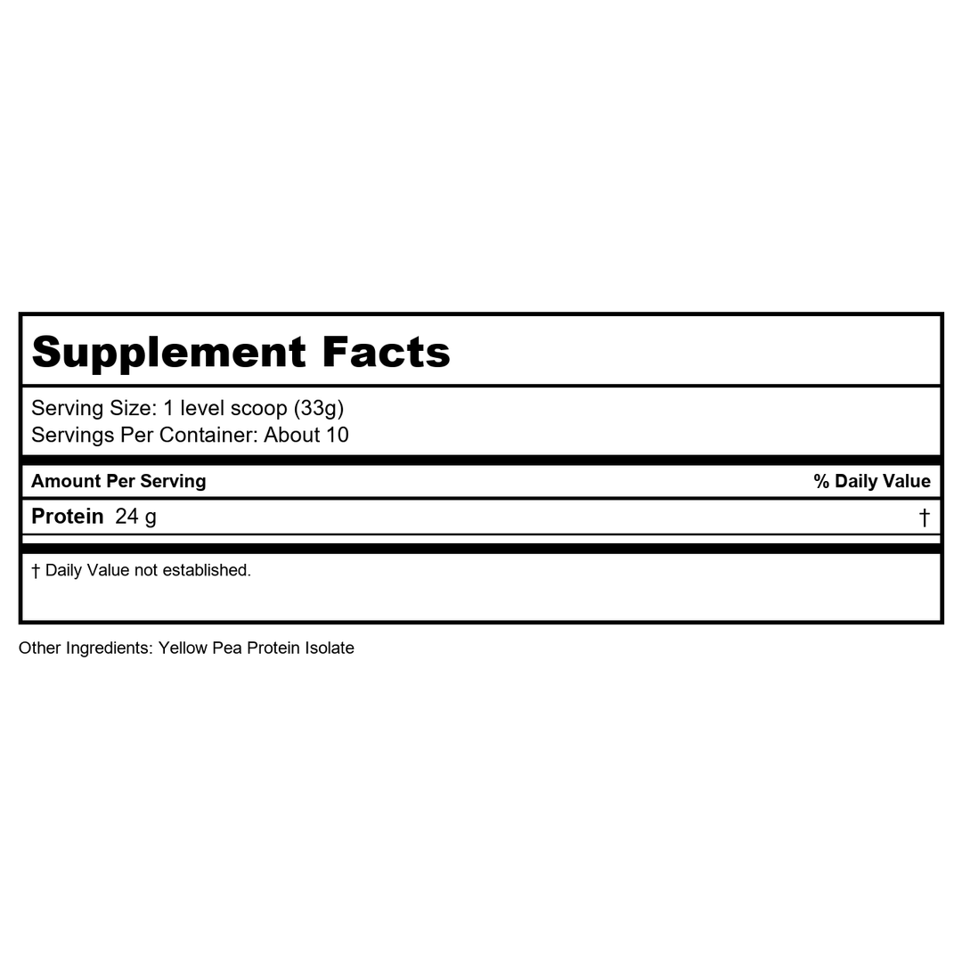 Now Sports Pea Protein Pure Unflavored Powder 12 oz - 2132 - Supplement Facts panel