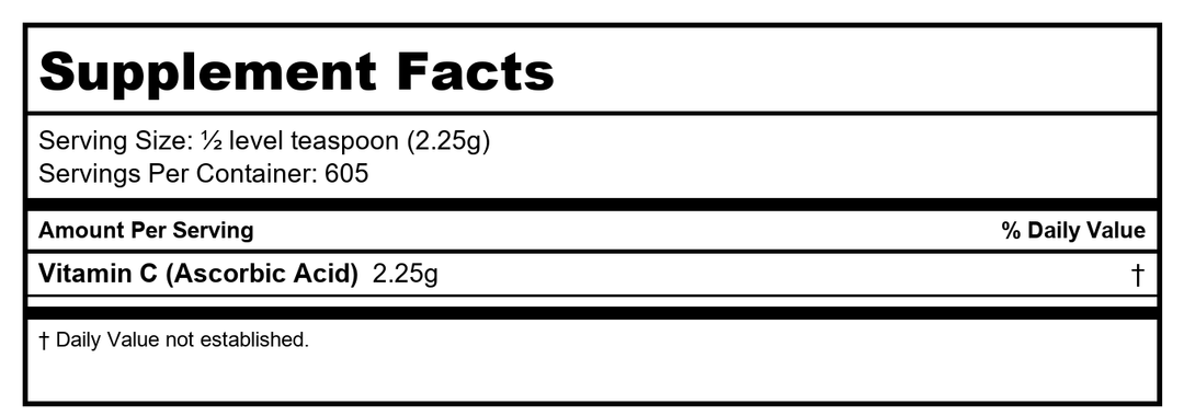 Now Foods Vitamin C Crystals 3 Pounds Powder - 0792 - Supplement Facts panel