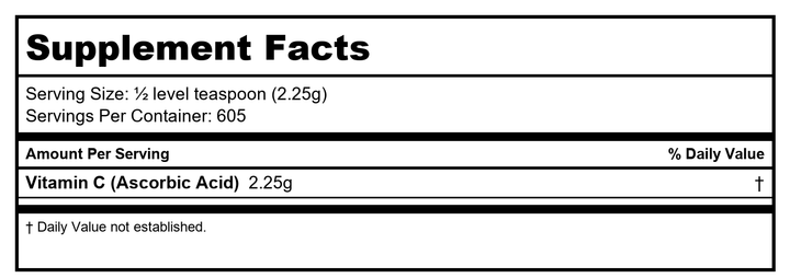 Now Foods Vitamin C Crystals 3 Pounds Powder - 0792 - Supplement Facts panel