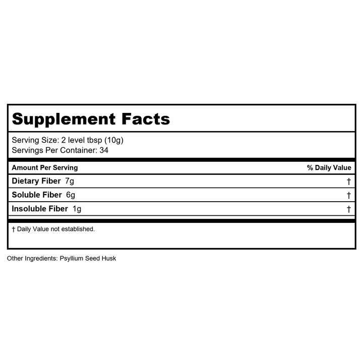 Now Foods Whole Psyllium Husks 12oz - 5980 - Supplement Facts panel