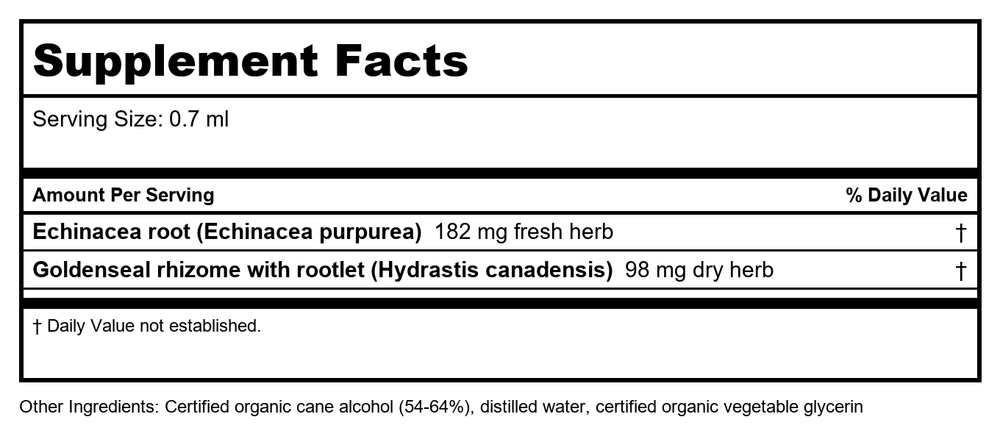 Herb Pharm Rapid Immune Boost 2oz - Supplement Facts panel