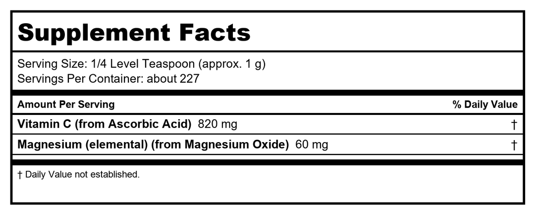Now Foods Magnesium Ascorbate Powder 8oz - 0756 - 2 Pack - Supplement Facts panel