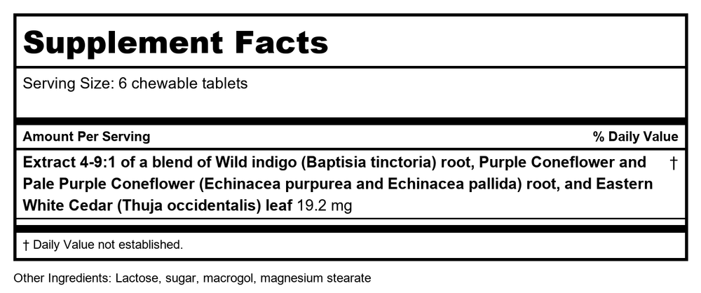 Nature's Way Esberitox 200 chews 09952 - Supplement Facts panel