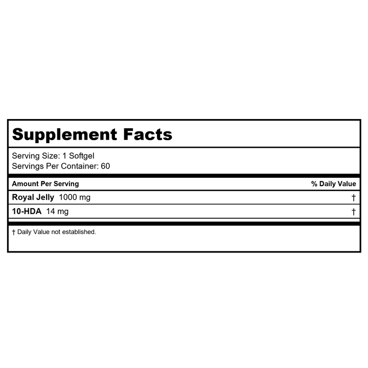 Now Foods Royal Jelly 1,000 mg 60 Softgels - 2560 - Supplement Facts panel