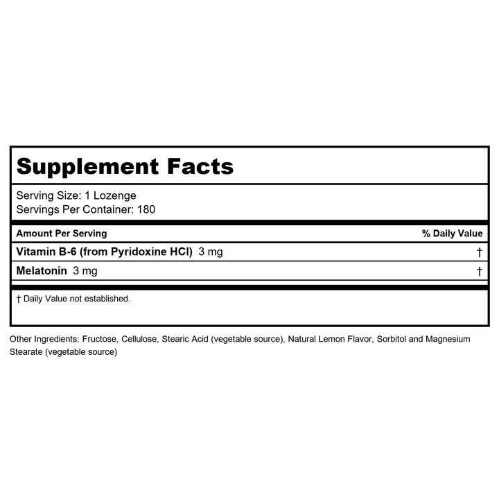 Now Foods Melatonin 3 mg 180 Lozenges - 3259 - Supplement Facts panel