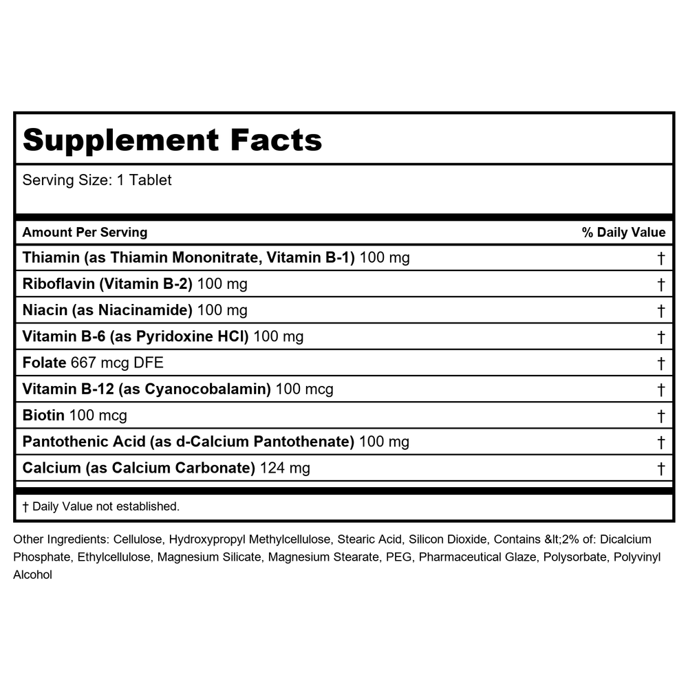 Montiff B Complete 120 cap - Supplement Facts panel