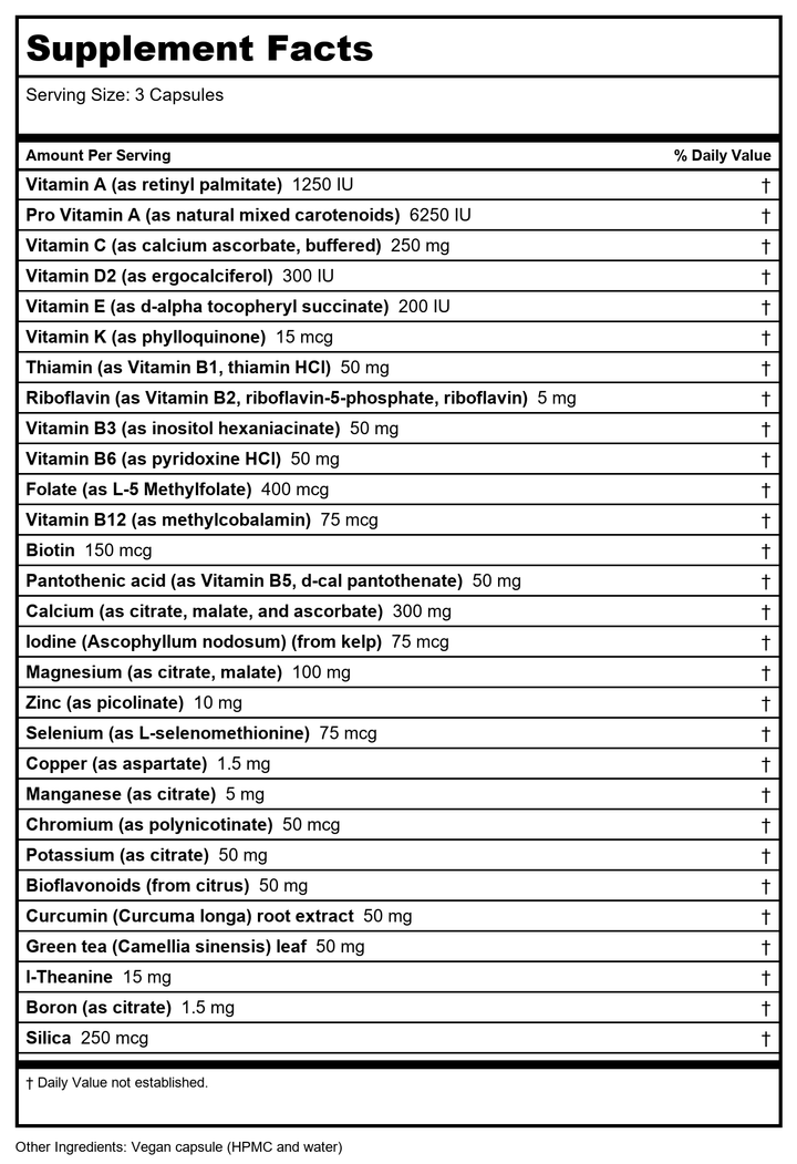 Vitanica Mid-Life Symmetry 50-65 180 Vcaps - Supplement Facts panel