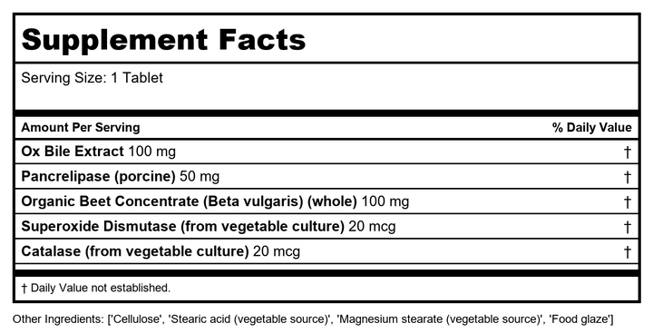 Biotics Research Beta Plus 90 Tablets - Supplement Facts panel