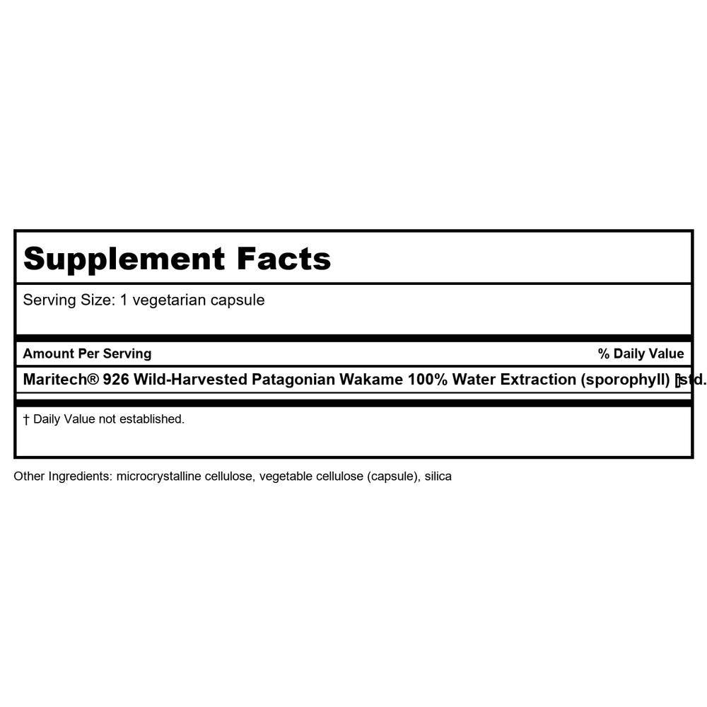 Life Extension Optimized Fucoidan With Maritech 926 60 Vcaps - 2 Pack - Supplement Facts panel