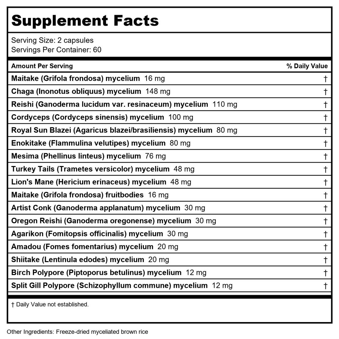 Host Defense Chaga 120 Vcaps - Supplement Facts panel