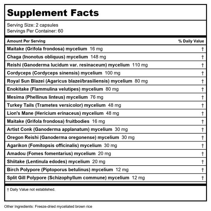 Host Defense Chaga 120 Vcaps - Supplement Facts panel