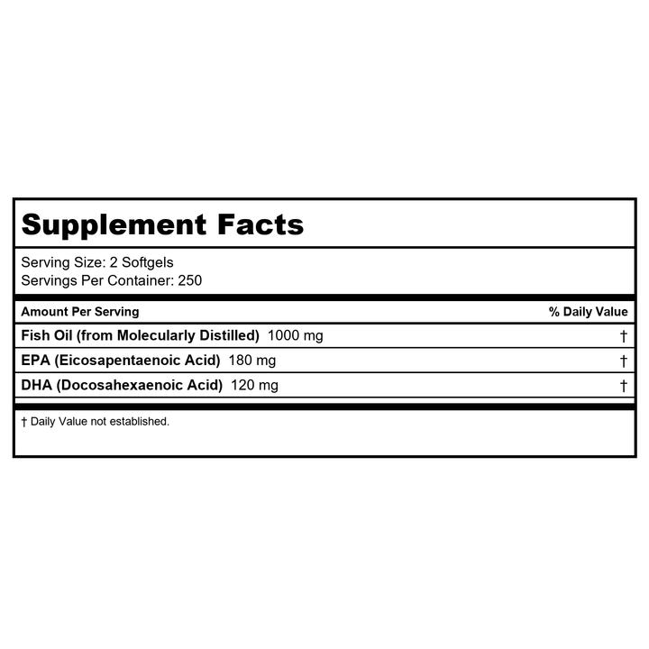 Now Foods Omega-3 Molecularly Distilled 500 Softgels - 1653 - Supplement Facts panel