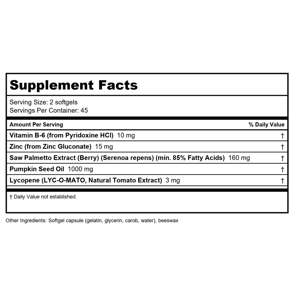 Now Foods Prostate Support 90 Softgels - 3340 - Supplement Facts panel
