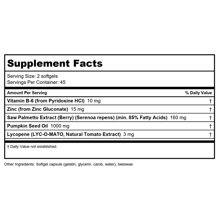 Now Foods Prostate Support 90 Softgels - 3340 - Supplement Facts panel