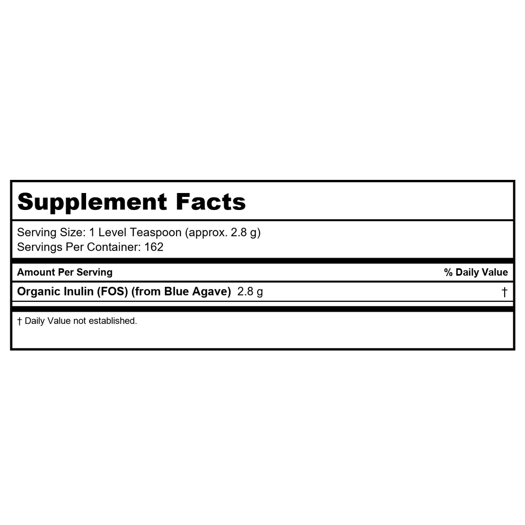 Now Foods Inulin Prebiotic Pure Powder Organic 1 Pound - 2951 - Supplement Facts panel