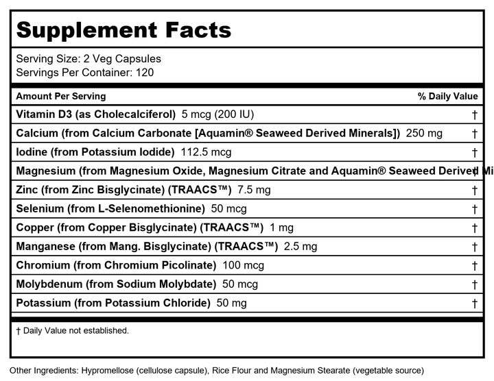 Now Foods Full Spectrum Mineral Caps 240 Vcaps - 1545 - Supplement Facts panel