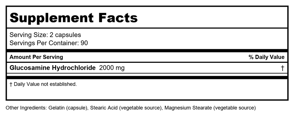 Now Foods Glucosamine '1000' 180 Vcaps - 3239 - Supplement Facts panel