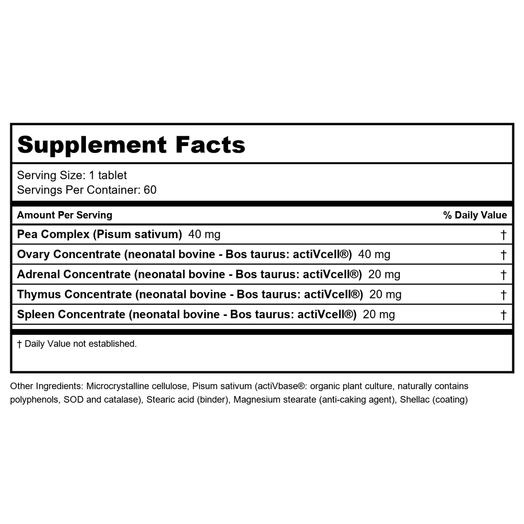 Biotics Research Cytozyme-F 60 Tablets - Supplement Facts panel