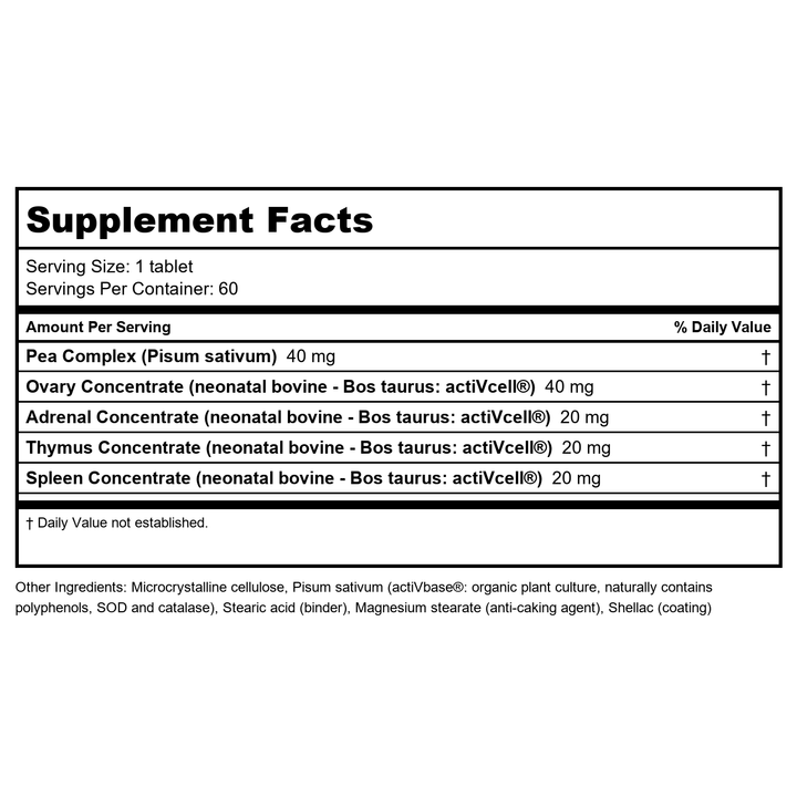 Biotics Research Cytozyme-F 60 Tablets - Supplement Facts panel