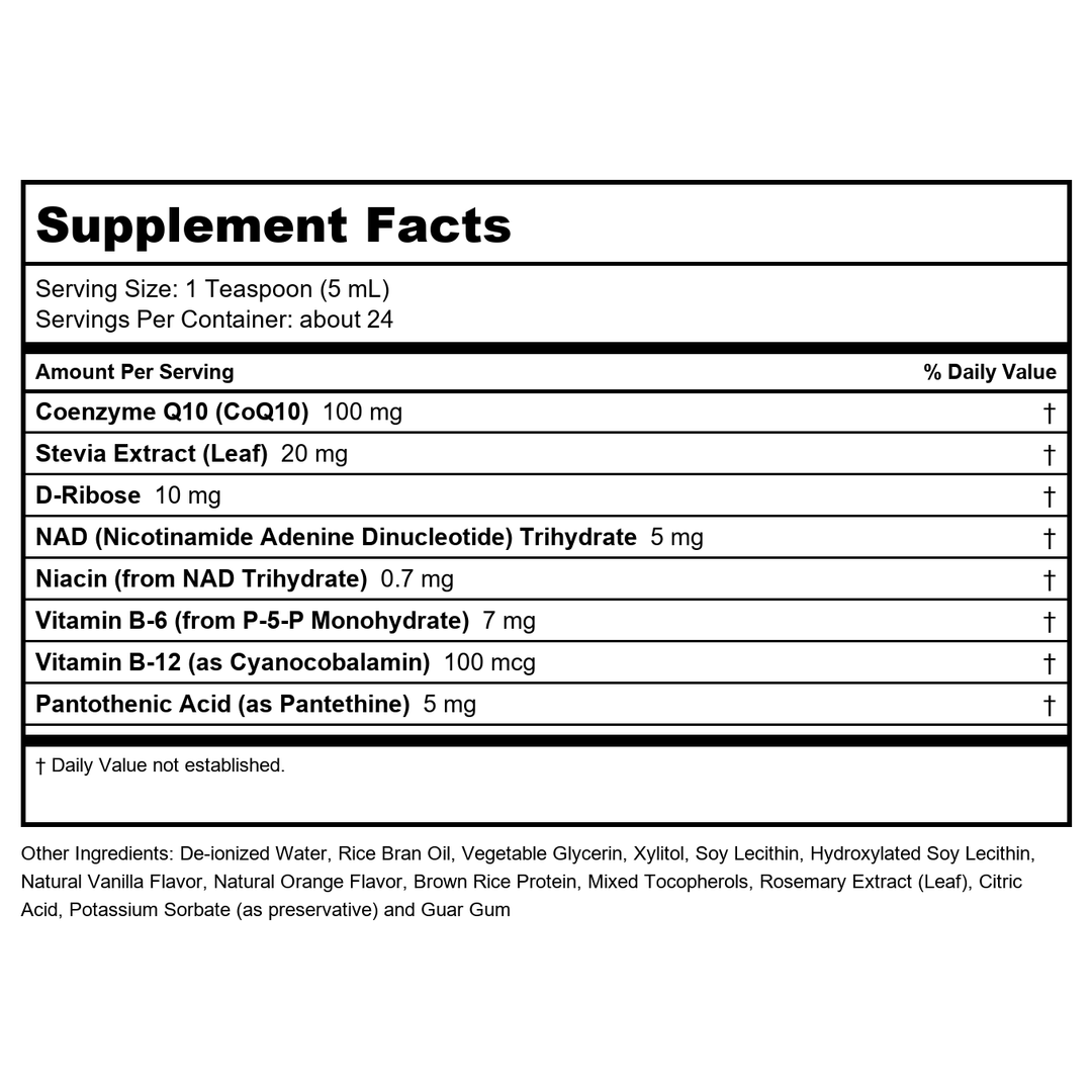 Now Foods CoQ10 Liquid 4oz - 3186 - Supplement Facts panel