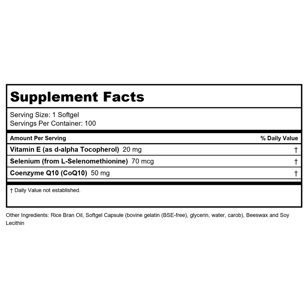 Now Foods CoQ10 50 mg 100 Softgels - 3193 - Supplement Facts panel