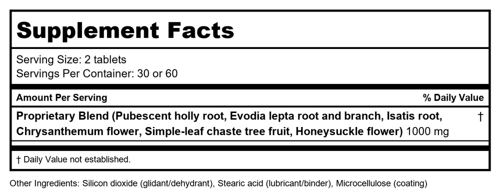 Kan Herb Traditionals Gan Mao Ling 2oz - Supplement Facts panel