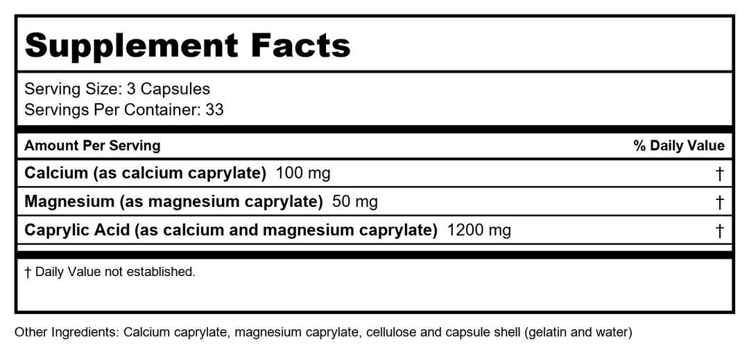 Biotics Research Caprin 100 Capsules - Supplement Facts panel