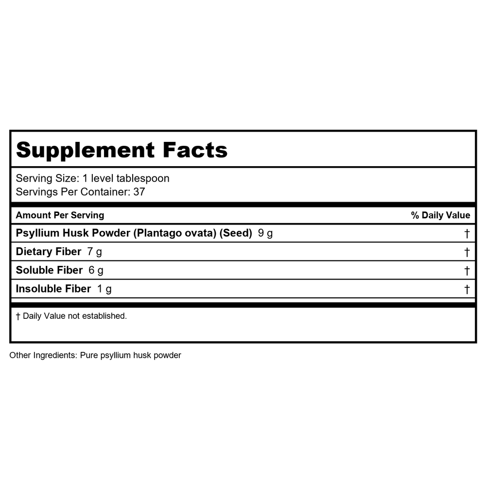 Now Foods Psyllium Husk Powder Vegetarian 12oz - 5975  - 2 Pack - Supplement Facts panel