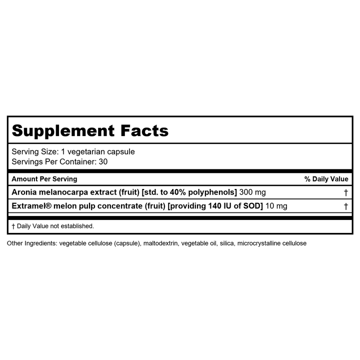Life Extension SOD Booster 30 Vcaps - Supplement Facts panel