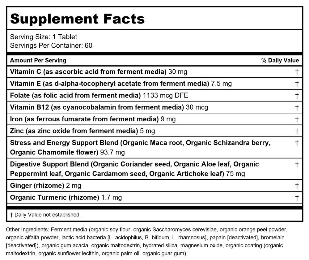 New Chapter Iron Complex 60 Vcaps - Supplement Facts panel