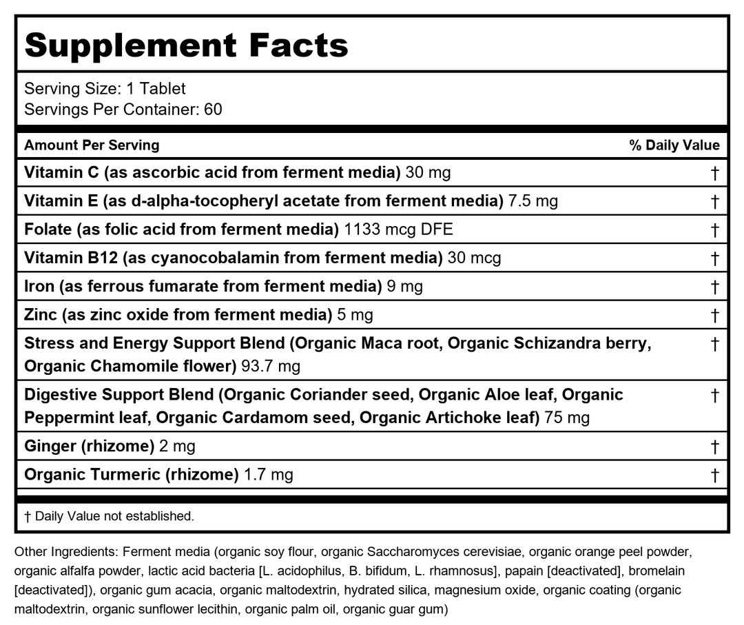 New Chapter Iron Complex 60 Vcaps - Supplement Facts panel