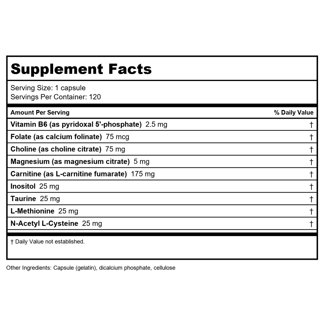 Apex Energetics Lypomin-LV 120 Capsules - K33 - - Supplement Facts panel