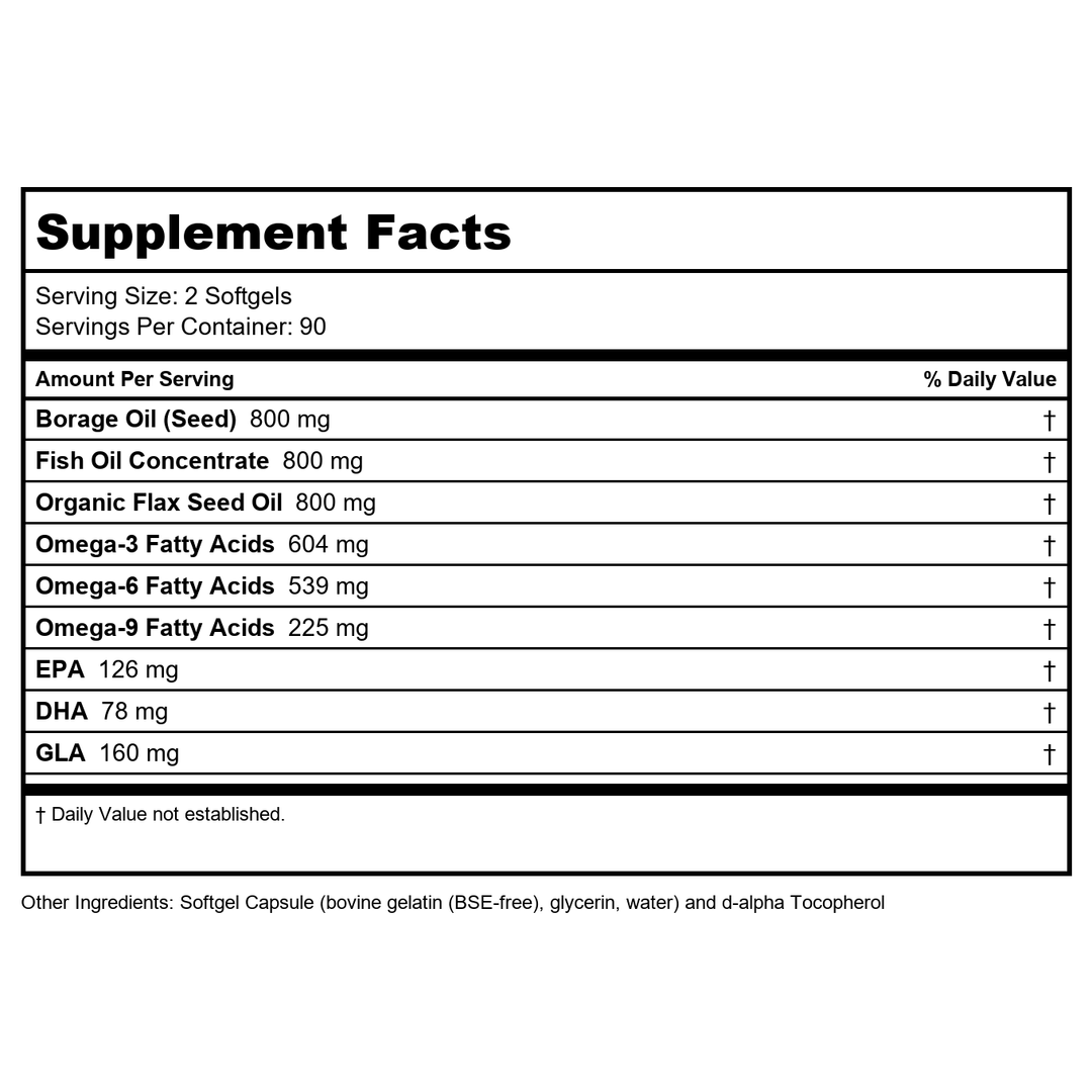 Now Foods Super Omega 3-6-9 1200 mg 180 Softgels - 1841 - Supplement Facts panel