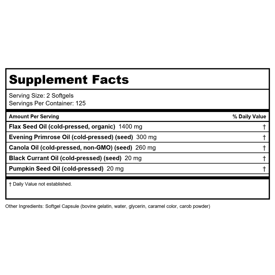 Now Foods Omega 3-6-9 1000 mg 250 Softgels - 1837 - Supplement Facts panel