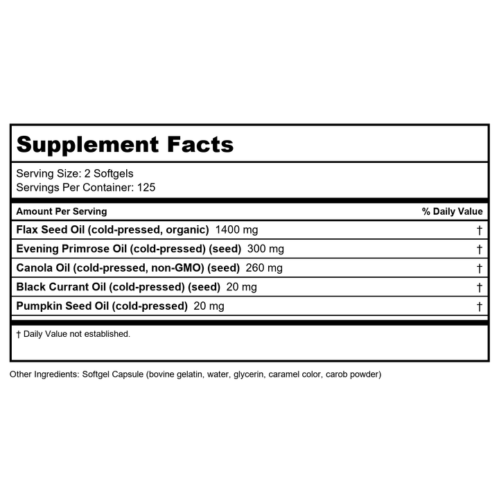 Now Foods Omega 3-6-9 1000 mg 250 Softgels - 1837 - Supplement Facts panel