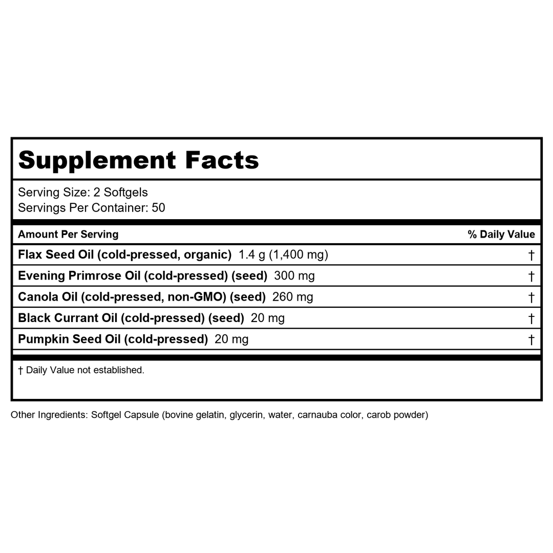 Now Foods Omega 3-6-9 1000 mg 100 Softgels - 1835 - Supplement Facts panel
