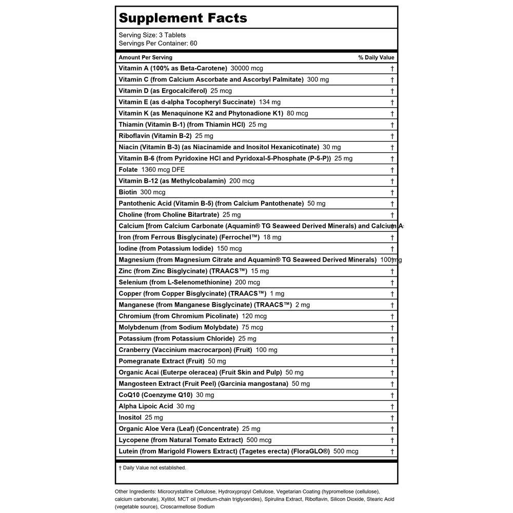 Now Foods Eve Women's Multiple Vitamin 180 Softgels - 3803 - Supplement Facts panel