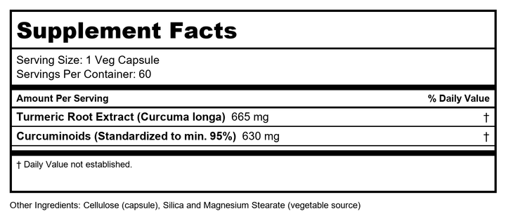 Now Foods Curcumin 60 Vcaps - 4638 - Supplement Facts panel