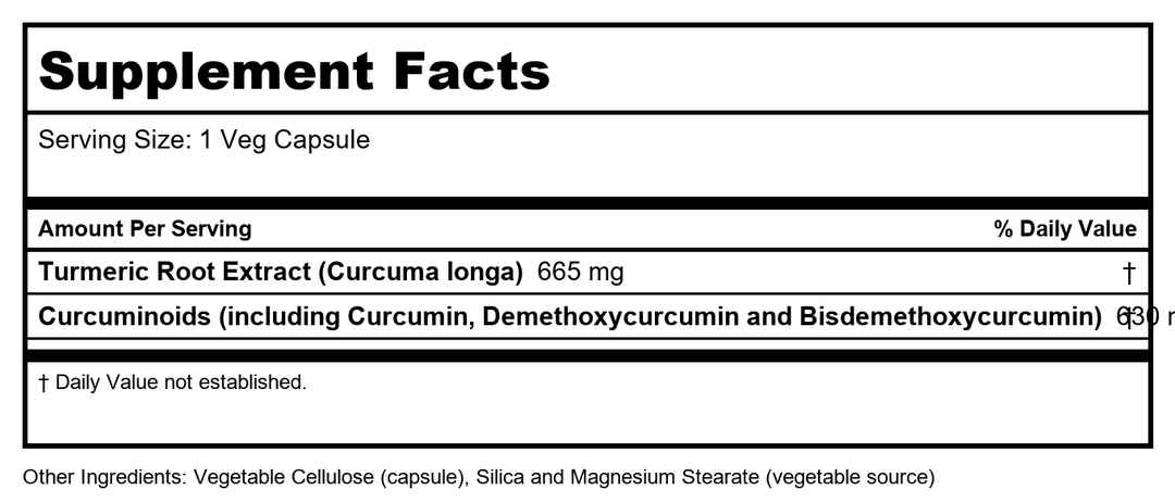 Now Foods Curcumin 120 Vcaps - 4639 - Supplement Facts panel