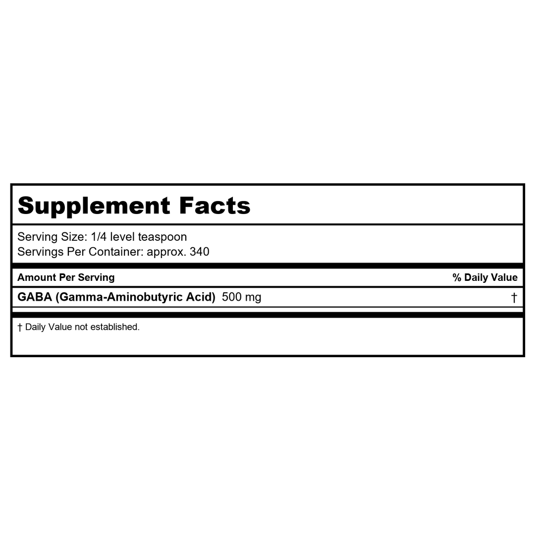 Now Foods GABA Powder 6oz - 0215 - Supplement Facts panel